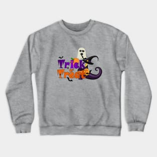 Cute Trick or Treat Graphic Haunted Witches Shoe Crewneck Sweatshirt